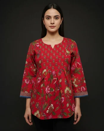 NEW ARRIVAL COTTON DIGITAL PRINT WORK ONLY TOP RED