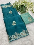 NEW ARRIVAL CRUSH SILK MULTI CODING DAGA & GOTA EMBROIDERY WORK BORDER SAREE WITH UNSTITCHED BLOUSE WEDDING WEAR WHOLESALE PRICE ETHNIC GARMENT (15)