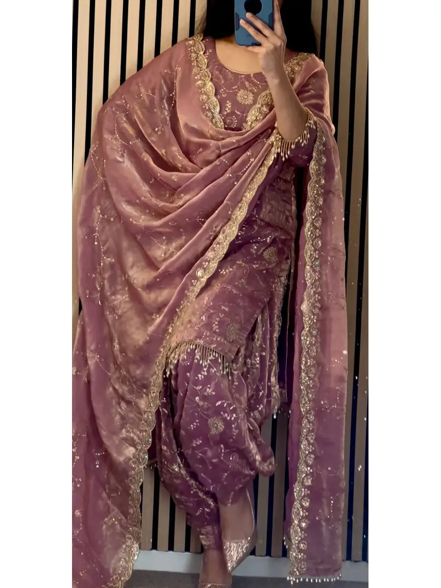 NEW ARRIVAL EMBROIDERY SEQUENCE WORK TOP PATIYALA WITH DUPATTA FESTIVE WEAR WHOLESALE PRICE ETHNIC GARMENT (2)