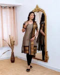 NEW ARRIVAL KANCHI COTTON JACQUARD WEAVING WORK TOP DUPATTA SET GREY