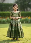 NEW ARRIVAL KANJIVARAM SILK EMBROIDERY WORK KID’S GOWN FESTIVE WEAR WHOLESALE PRICE ETHNIC GARMENT (2)