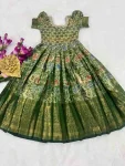 NEW ARRIVAL KANJIVARAM SILK EMBROIDERY WORK KID’S GOWN FESTIVE WEAR WHOLESALE PRICE ETHNIC GARMENT (2)