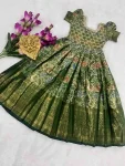 NEW ARRIVAL KANJIVARAM SILK EMBROIDERY WORK KID’S GOWN FESTIVE WEAR WHOLESALE PRICE ETHNIC GARMENT (2)