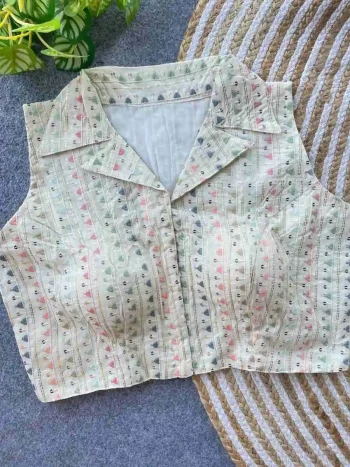 NEW ARRIVAL KHADI COTTON EMBROIDERY WORK STITCHED BLOUSE OFF WHITE