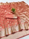 NEW ARRIVAL LICHI SILK BANARASI WEAVING WORK SAREE WITH UNSTITCHED BLOUSE FESTIVE WEAR WHOLESALE PRICE ETHNIC GARMENT (3)