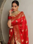 NEW ARRIVAL LICHI SILK BANARASI WEAVING WORK SAREE WITH UNSTITCHED BLOUSE WEDING WEAR WHOLESALE PRICE ETHNIC GARMENT (8)