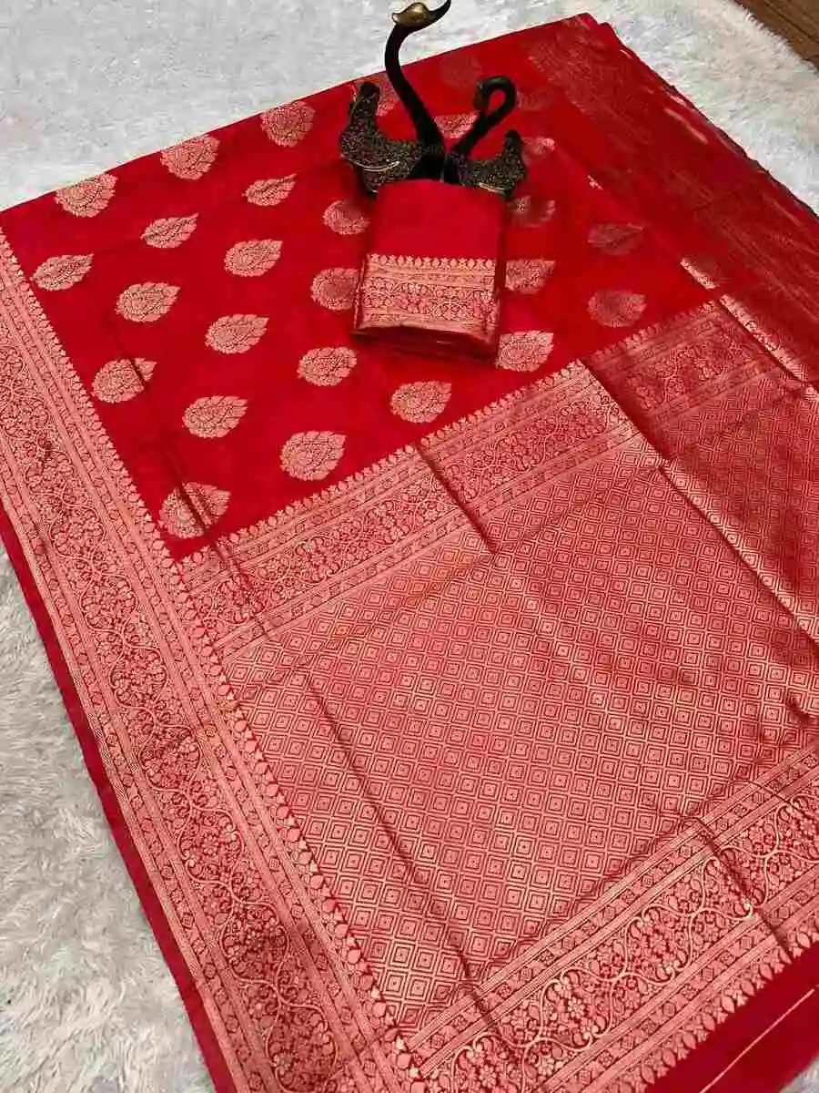NEW ARRIVAL LICHI SILK BANARASI WEAVING WORK SAREE WITH UNSTITCHED BLOUSE WEDING WEAR WHOLESALE PRICE ETHNIC GARMENT (17)