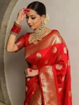 NEW ARRIVAL LICHI SILK BANARASI WEAVING WORK SAREE WITH UNSTITCHED BLOUSE WEDING WEAR WHOLESALE PRICE ETHNIC GARMENT (8)