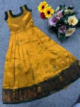 NEW ARRIVAL LICHI SILK JACQUARD WITH GOLD ZARI WORK KID’S GOWN FESTIVE WEAR WHOLESALE PRICE ETHNIC GARMENT (2)