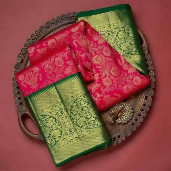 NEW ARRIVAL LICHI SILK JACQUARD WORK SAREE WITH UNSTITCHED BLOUSE SAREE WITH UNSTITCHED BLOUSE RANI