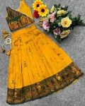 NEW ARRIVAL LICHI SILK PALLAKKU JACQUARD WORK KID’S LEHENGA CHOLI FESTIVE WEAR WHOLESALE PRICE ETHNIC GARMENT (1)
