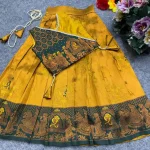 NEW ARRIVAL LICHI SILK PALLAKKU JACQUARD WORK KID’S LEHENGA CHOLI FESTIVE WEAR WHOLESALE PRICE ETHNIC GARMENT (1)