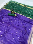 NEW ARRIVAL LINEN COTTON WEAVING WORK SAREE WITH UNSTITCHED BLOUSE FESTIVE WEAR WHOLESALE PRICE ETHNIC GARMENT (2)