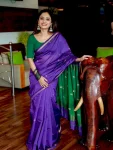 NEW ARRIVAL LINEN COTTON WEAVING WORK SAREE WITH UNSTITCHED BLOUSE PURPLE