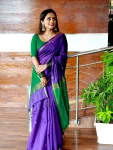 NEW ARRIVAL LINEN COTTON WEAVING WORK SAREE WITH UNSTITCHED BLOUSE FESTIVE WEAR WHOLESALE PRICE ETHNIC GARMENT (2)