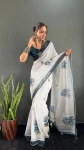 NEW ARRIVAL LINEN SILK DIGITAL PRINT WORK READY TO WEAR SAREE DAILY WEAR WHOLESALE PRICE ETHNIC GARMENT (10)