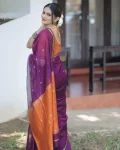 NEW ARRIVAL LINEN SLUB WEAVING WORK SAREE WITH UNSTITCHED BLOUSE FESTIVE WEAR WHOLESALE PRICE ETHNIC GARMENT (3)