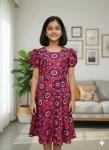 NEW ARRIVAL MAGIC COTTON DIGITAL PRINT WORK KID'S DRESS MAROON
