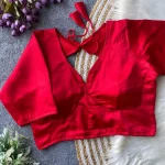 NEW ARRIVAL MALAI SATIN PLAIN READY TO WEAR BLOUSE RED