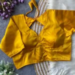 NEW ARRIVAL MALAI SATIN PLAIN READY TO WEAR BLOUSE YELLOW