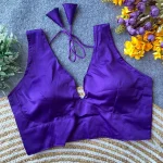 NEW ARRIVAL MALAI SATIN PLAIN READY TO WEAR BLOUSE PURPLE