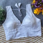 NEW ARRIVAL MALAI SATIN PLAIN READY TO WEAR BLOUSE WHITE