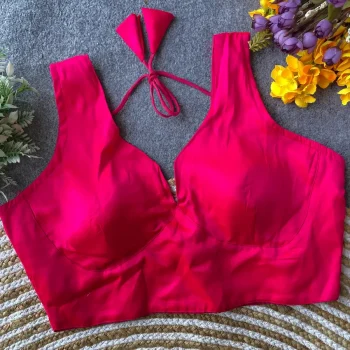 NEW ARRIVAL MALAI SATIN PLAIN READY TO WEAR BLOUSE RANI