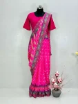 NEW ARRIVAL NATURAL SILK DIGITAL PRINT AND REAL MIRROR HAND WORK GOWN SAREE DAILY WEAR WHOLESALE PRICE ETHNIC GARMENT (3)