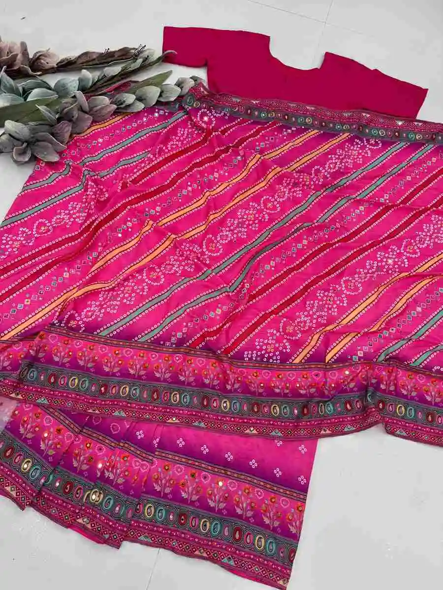 NEW ARRIVAL NATURAL SILK DIGITAL PRINT AND REAL MIRROR HAND WORK GOWN SAREE DAILY WEAR WHOLESALE PRICE ETHNIC GARMENT (7)