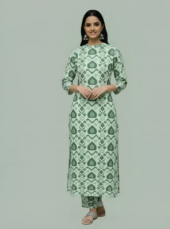 NEW ARRIVAL POLY RAYON DIGITAL PRINT WORK TOP BOTTOM SET GREEN