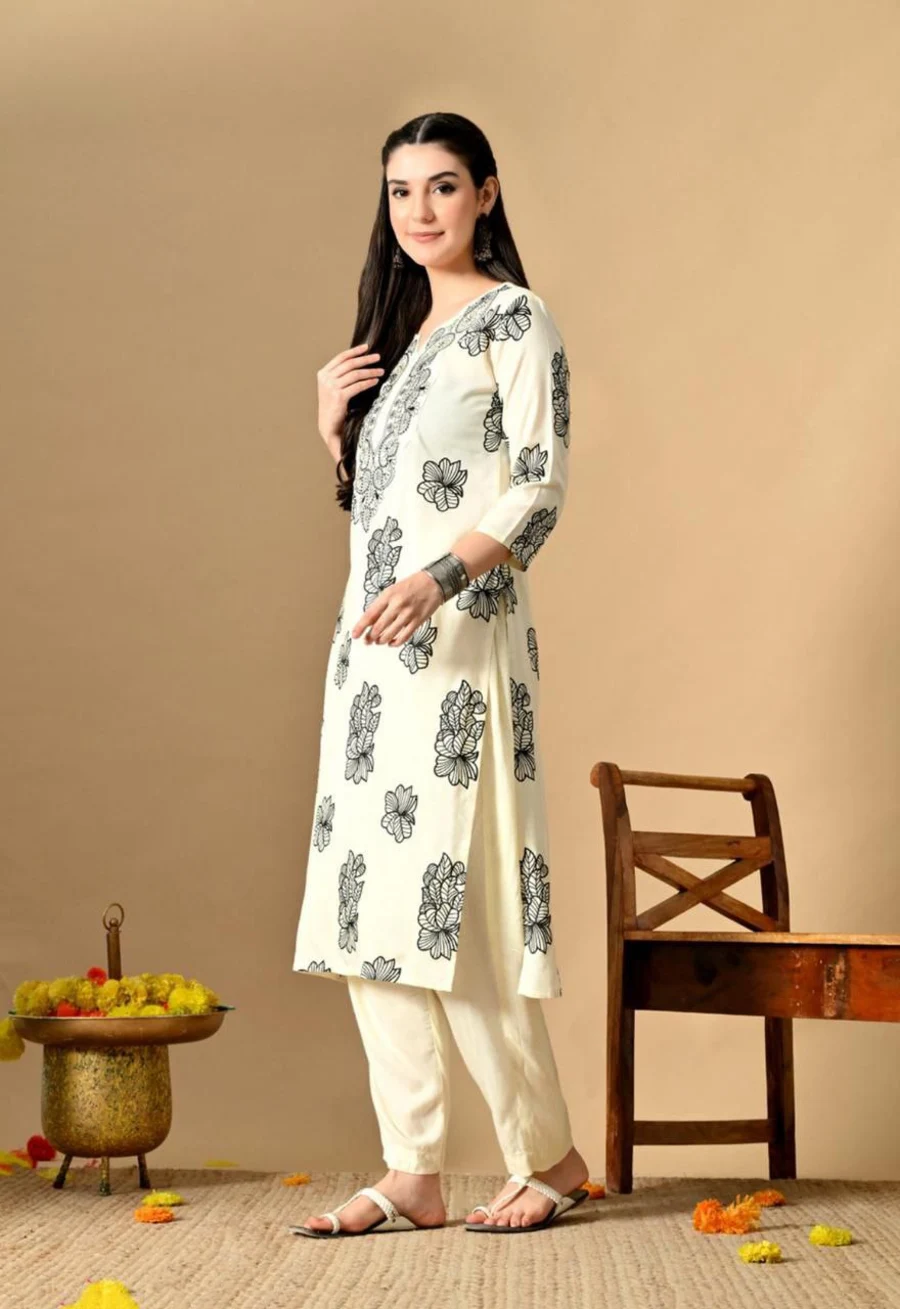 NEW ARRIVAL POLY RAYON EMBROIDERY AND PRINT WORK KURTI OFFICE WEAR WHOLESALE PRICE ETHNIC GARMENT (2)