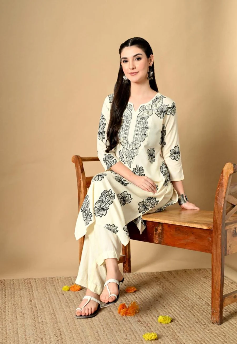 NEW ARRIVAL POLY RAYON EMBROIDERY AND PRINT WORK KURTI OFFICE WEAR WHOLESALE PRICE ETHNIC GARMENT (7)