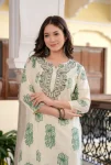 NEW ARRIVAL POLY RAYON EMBROIDERY AND PRINT WORK KURTI GREEN