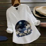 NEW ARRIVAL RAYON COLLER+ DIGITAL PRINT TOP WHITE