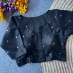 NEW ARRIVAL RAYON COTTON THREAD AND MIRROR WORK STITCHED BLOUSE BLACK