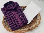 NEW ARRIVAL RAYON EMBROIDERY SEQUENCE WORK MEN'S KURTA PAYJAMA PURPLE
