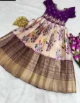 NEW ARRIVAL SILK HANDWORK AND DIGITAL PRINT WORK BORDER PURE ZARI WEAVING WORK KID’S GOWN WEDDING WEAR WHOLESALE PRICE ETHNIC GARMENT (6)