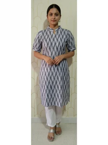 NEW ARRIVAL SLUB COTTON DIGITAL PRINT WORK KURTI BLUE