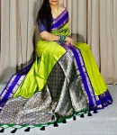 NEW ARRIVAL SOFT SILK ZARI WOVEN WORK SAREE WITH UNSTITCHED BLOUSE PARROT GREEN