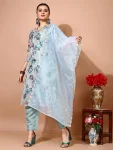 NEW ARRIVAL TAFFETA SILK EMBROIDERY JARI WORK TOP BOTTOM WITH DUPATTA SKY