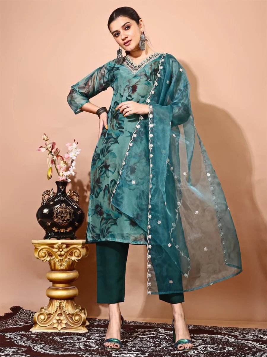 NEW ARRIVAL TAFFETA SILK EMBROIDERY JARI WORK TOP BOTTOM WITH DUPATTA FESTIVE WEAR WHOLESALE PRICE ETHNIC GARMENT (4)