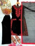NEW ARRIVAL VELVET EMBROIDERY WORK TOP PALAZZO WITH DUPATTA RED AND BLACK