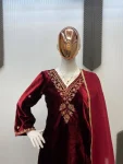 NEW ARRIVAL VELVET SEQUENCE EMBROIDERY WORK TOP BOTTOM WITH DUPATTA FESTIVE WEAR WHOLESALE PRICE ETHNIC GARMENT (6)