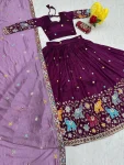 NEW ARRIVAL VICHITRA SILK THREAD & SEQUENCE WORK LEHENGA CHOLI WITH DUPATTA WEDDING WEAR WHOLESALE PRICE ETHNIC GARMENT (12)