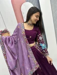 NEW ARRIVAL VICHITRA SILK THREAD & SEQUENCE WORK LEHENGA CHOLI WITH DUPATTA WEDDING WEAR WHOLESALE PRICE ETHNIC GARMENT (12)