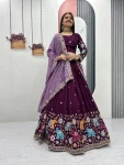 NEW ARRIVAL VICHITRA SILK THREAD & SEQUENCE WORK LEHENGA CHOLI WITH DUPATTA WINE