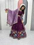 NEW ARRIVAL VICHITRA SILK THREAD & SEQUENCE WORK LEHENGA CHOLI WITH DUPATTA WEDDING WEAR WHOLESALE PRICE ETHNIC GARMENT (12)