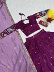 NEW ARRIVAL VICHITRA SILK THREAD & SEQUENCE WORK LEHENGA CHOLI WITH DUPATTA WEDDING WEAR WHOLESALE PRICE ETHNIC GARMENT (12)