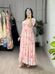 NEW ARRIVAL WIEGHTLESS PRINTED WITH DOUBLE FRILL PATTERNS WORK ONE PIECE DRESS DAILY WEAR WHOLESALE PRICE ETHNIC GARMENT (3)