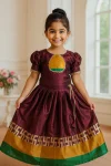 PREMIUM LICHI SILK JACQUARD WORK KID’S SKIRT AND BLOUSE FESTIVE WEAR WHOLESALE PRICE ETHNIC GARMENT (2)